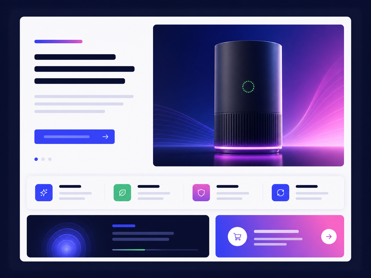 Boutique product launch concept webpage mockup
